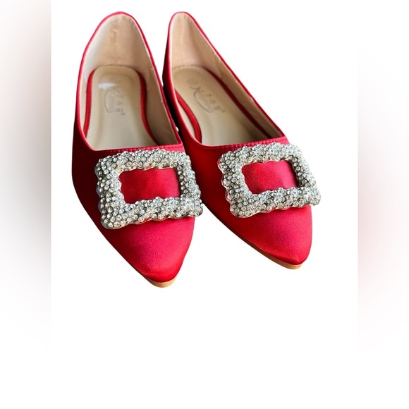Red Rhinestone Buckle Heel - Picture 2 of 7